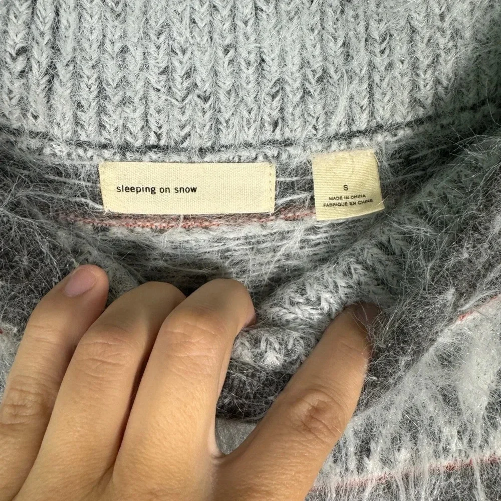 Sleeping on Snow Wool Blend Off the Shoulder Tunic Nordic Sweater Womens Small